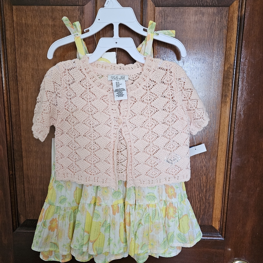 Rachel Zoe Toddler Strapless Dress with Sweater and hair accessories